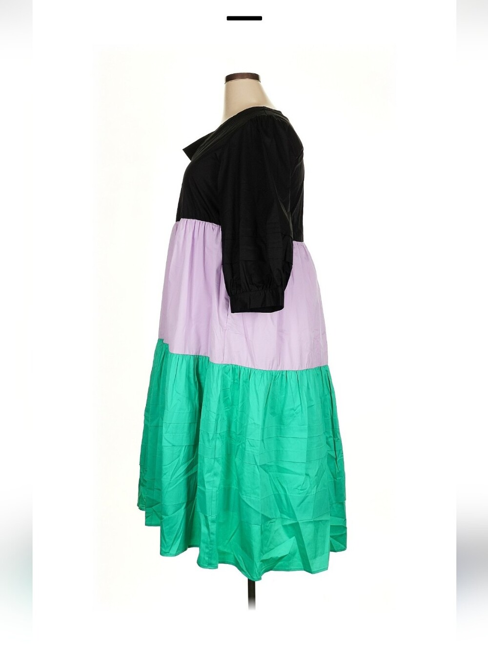 Crosby By Mollie Burch Emerson Colorblock Midi Dress in Black, Lilac & Green - Picture 5 of 9